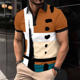 Men's Casual Printed Short Sleeve Lapel Polo Shirt 79155721X