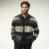 Men's Lapel Colorblock Knitted Cardigan 70011884U