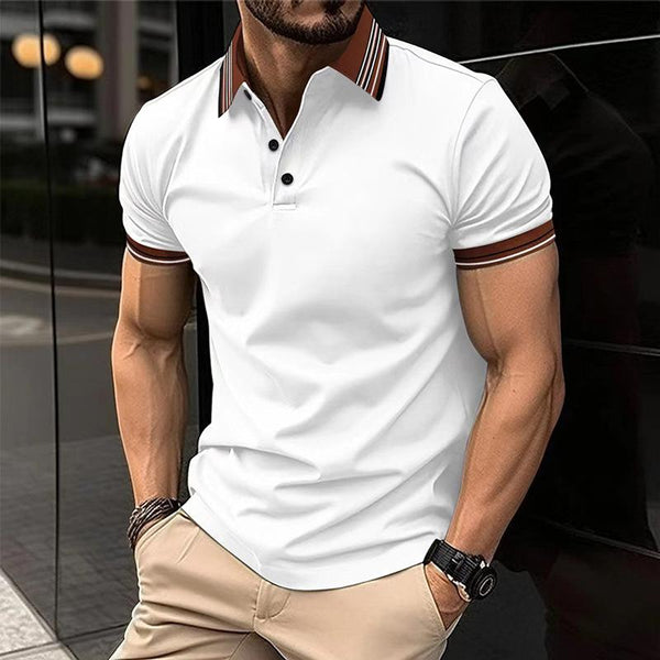 Men's Casual Ribbed Lapel Button POLO Shirt 21858711X