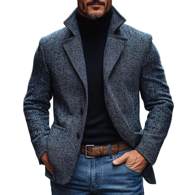 Blazer monopetto con risvolto a spina di pesce vintage da uomo 66457469M