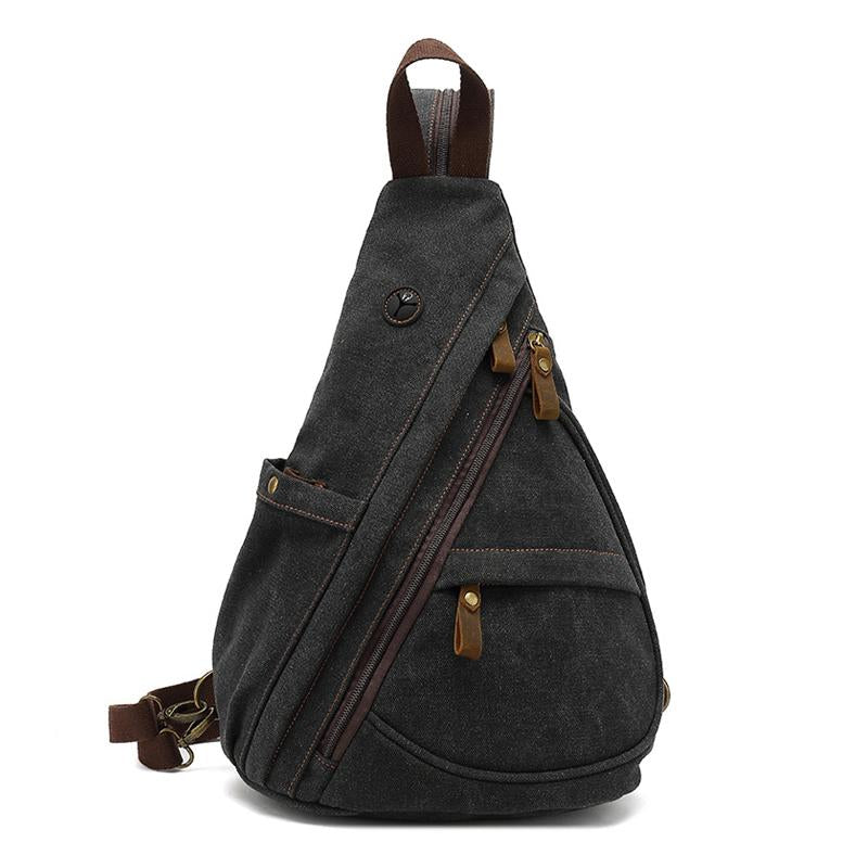 Men's Vintage Canvas Solid Color Chest Bag 45408489X