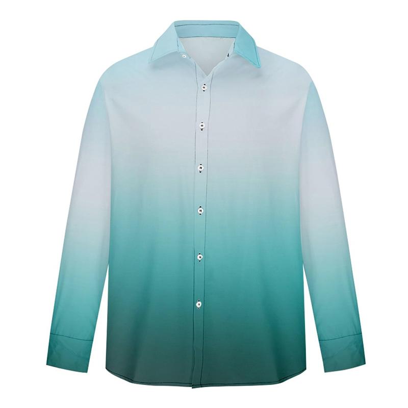 Men's Gradient Color Long Sleeve Lapel Shirt 10994704X
