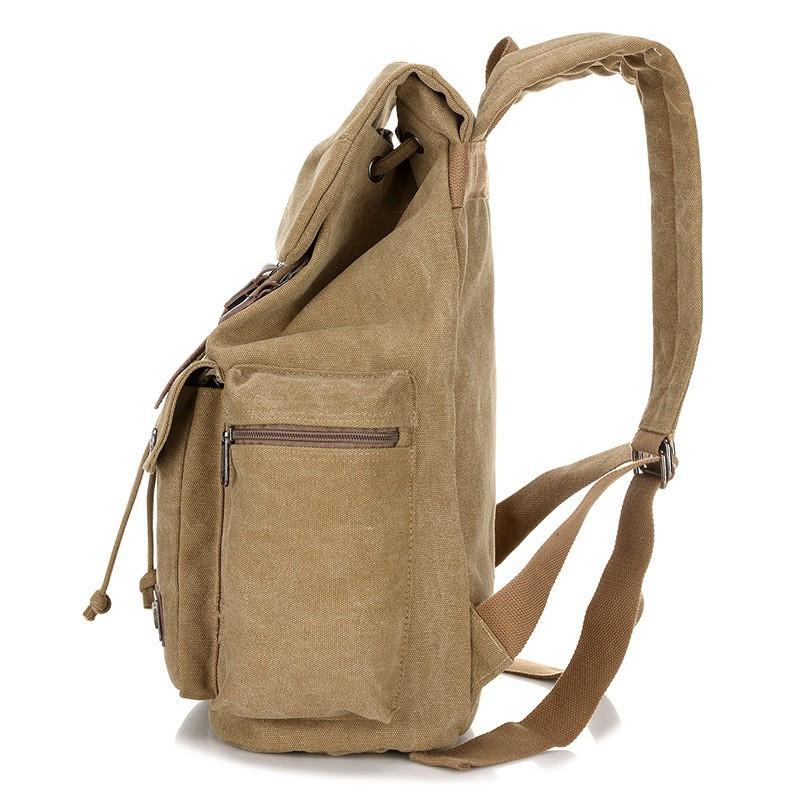 Men's Retro Outdoor Large Capacity Multi-Pocket Canvas Backpack 37317637Y