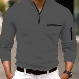 Men's Long Sleeve Waffle Plaid Stand Collar Sweatshirt 08611258X