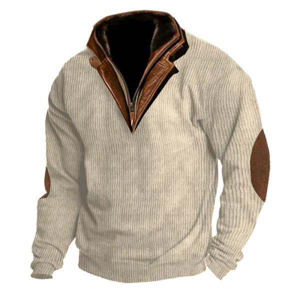 Men's Colorblock Stitching Collar Lapel Sweatshirt 40821330Y