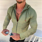 Men's Retro Casual Solid Color Hooded Long Sleeve Shirt 64799860TO