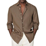 Men's Solid Color Lapel Casual Long Sleeve Shirt 41419909X