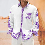 Men's Casual Hawaiian Print Long Sleeve Shirt 01869950X