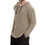 Men's Casual Solid Color Button Hooded Long Sleeve T-Shirt 12057297Y