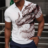 Men's Casual Animal Print Short Sleeve POLO Shirt 76389567X