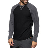 Men's Round Neck Long Sleeve Casual Color Block Pullover T-shirt 89657764X