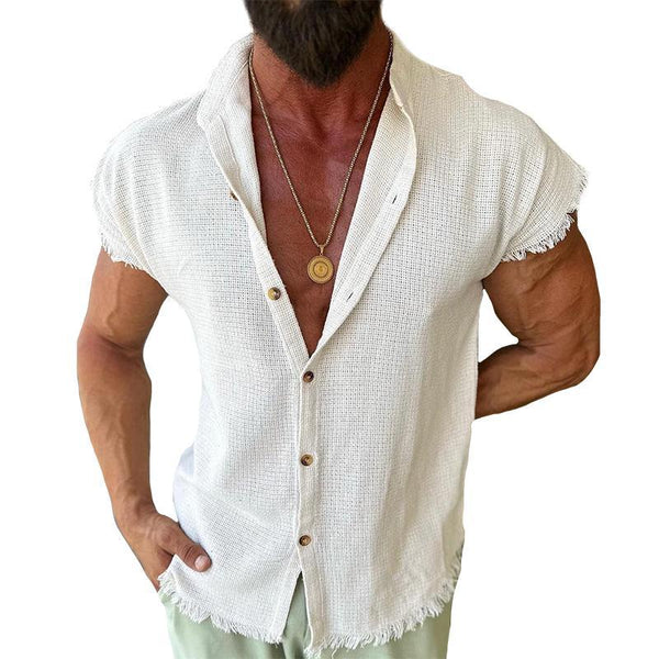 Men's Retro Linen Sleeveless Shirt 33161158TO