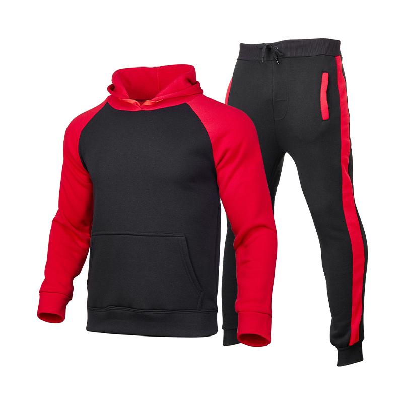 Men's Classic Casual Hooded Fleece Zipper Sweatshirt with Cuffed Sweatpants Set 36479209K