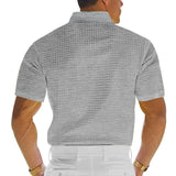 Men's Casual Waffle Lapel Slim Fit Short Sleeve Polo Shirt 07245140M