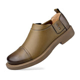 Men's Vintage Polished Cowhide Leather Slip-On Shoes 89904107M