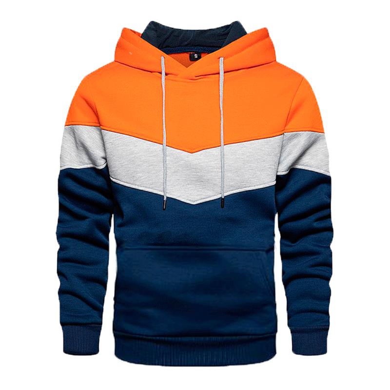 Men's Casual Sports Colorblock Patchwork Long Sleeve Loose Hoodie 79658232M