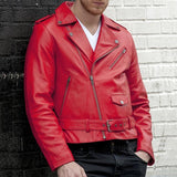 Men's Solid Color Motorcycle Casual Leather Jacket 70049771X