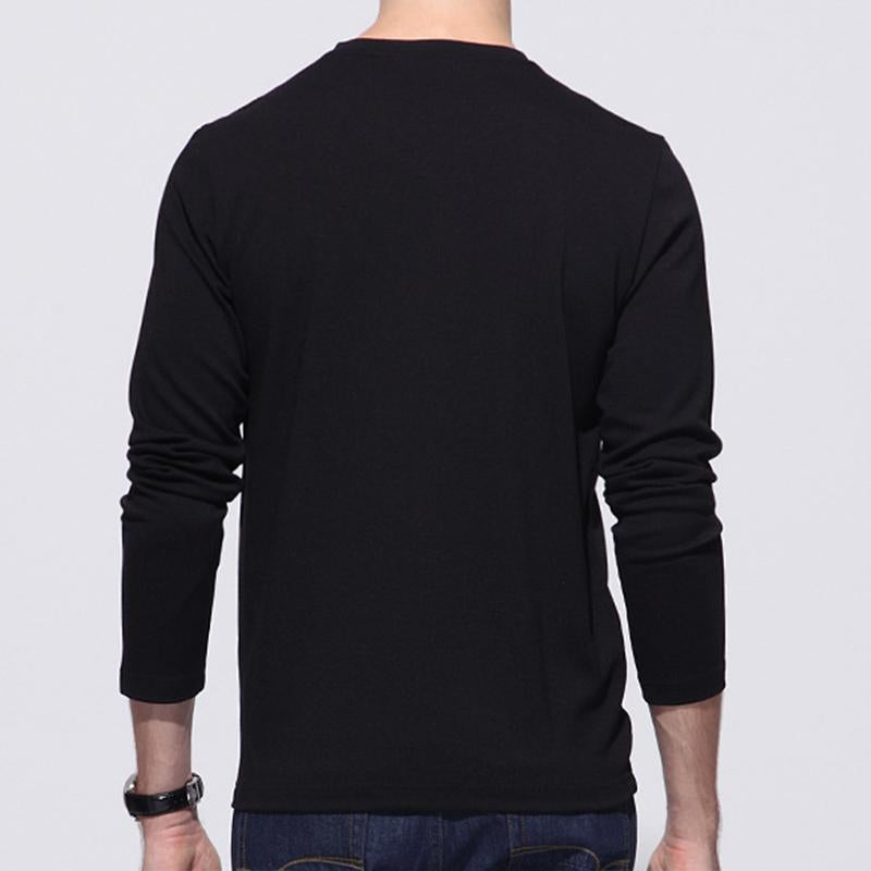 Men's Casual V-Neck Geometric Contrast Patchwork Long-Sleeved T-Shirt 47784661M