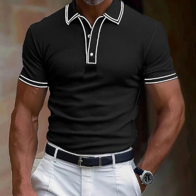 Polo informal de manga corta con solapa y corte ajustado para hombre 36513733M