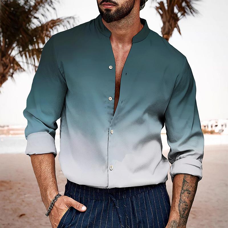 Men's Casual Gradient Stand Collar Shirt 11464577TO