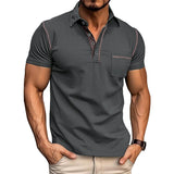Men's Colorblock Lapel Short Sleeve Polo Shirt 34086982Z