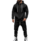 Men's Loose Sports Hooded Sweatshirt and Pants Set 40057919Y