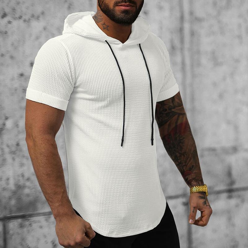 Men's Casual Solid Color Hooded Short-Sleeved T-Shirt 52977013Y