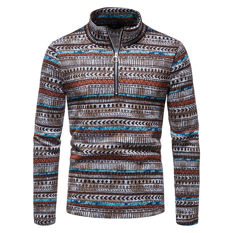 Men's Zipper Casual Stand Collar Pullover Sweatshirt 56878698X