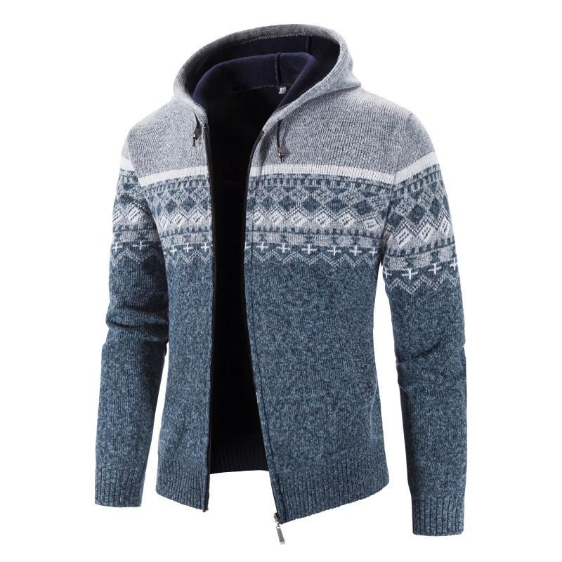 Men's Casual Loose Thickened Knitted Hoodie　18669549F