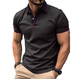 Men's Printed Lapel Short Sleeve Buttoned Pullover POLO Shirt 47950651X