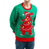 Men's Vintage Christmas Dinosaur Jacquard Crew Neck Sweater 88689977Y