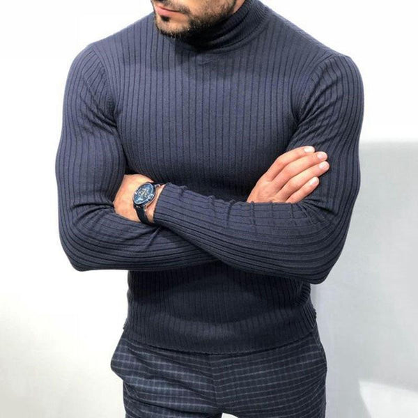 Men's Turtleneck Black Long Sleeve Sweater 84789198X