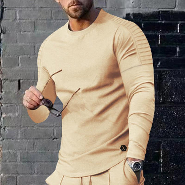 Men's Solid Round Neck Long Sleeve T-shirt 37324292Z