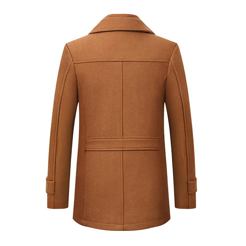 Men's Vintage Woolen Blended Double Collar Zippered Single Breasted Slim Coat 69068984M