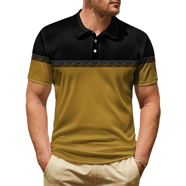 Men's Casual Printed Lapel Short Sleeve Polo Shirt 40388320Y