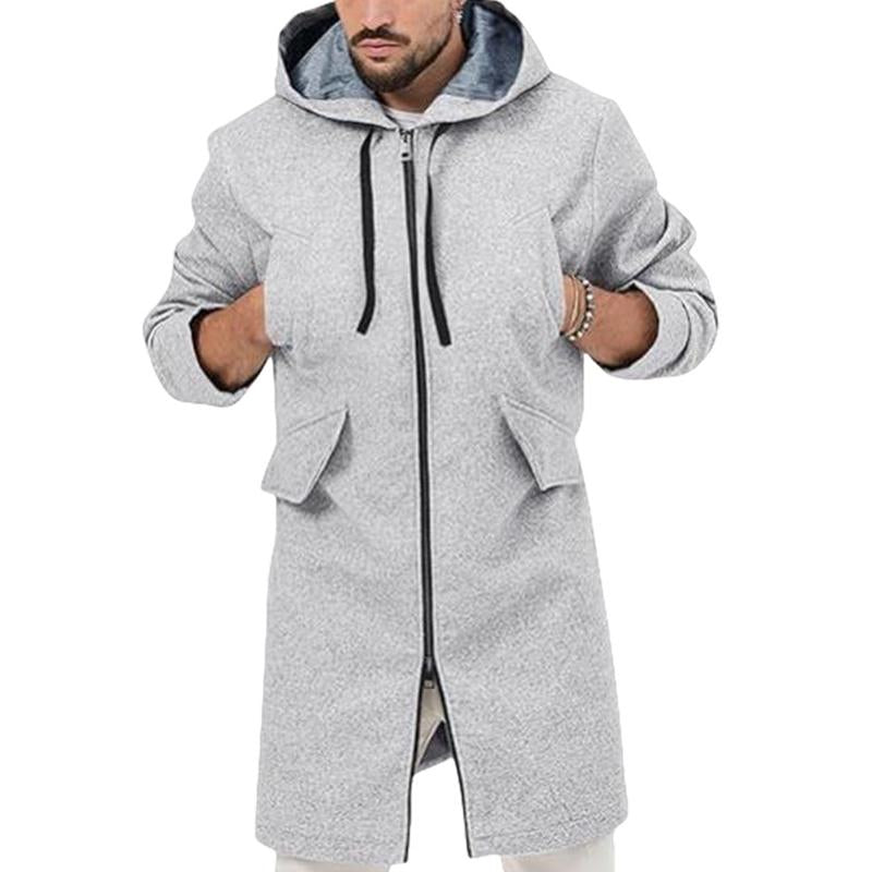 Men's Solid Color Loose Mid-length Hooded Coat 59152945X