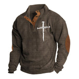 Men's Outdoor Casual Stand Collar Printed Pullover Long Sleeve Sweatshirt 08674629M