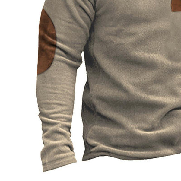 Men's Colorblock Outdoor Polar Fleece Stand Collar Sports Sweatshirt 18521328X