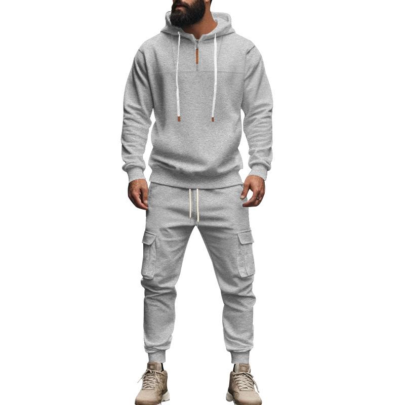 Men's Loose Sports Hooded Sweatshirt and Pants Set 40057919Y