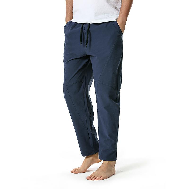 Pantalones holgados de algodón y lino con cordón para hombre 16882035Y