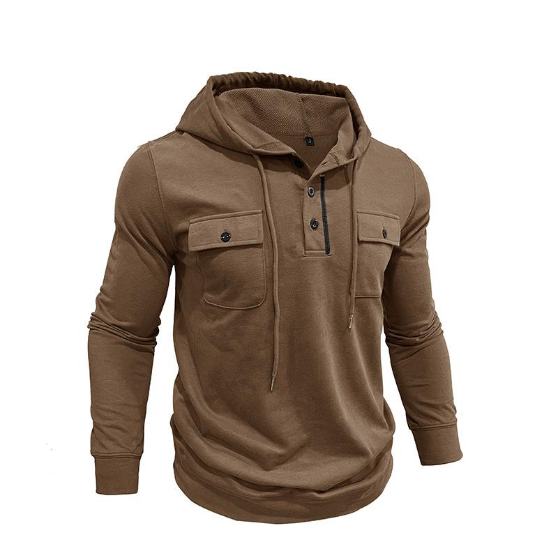 Men's Solid Multi-Pocket Pullover Hoodie 80513005X