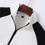 Men's Casual Colorblock Waffle Stand Collar Zipper Jacket 70612827Y