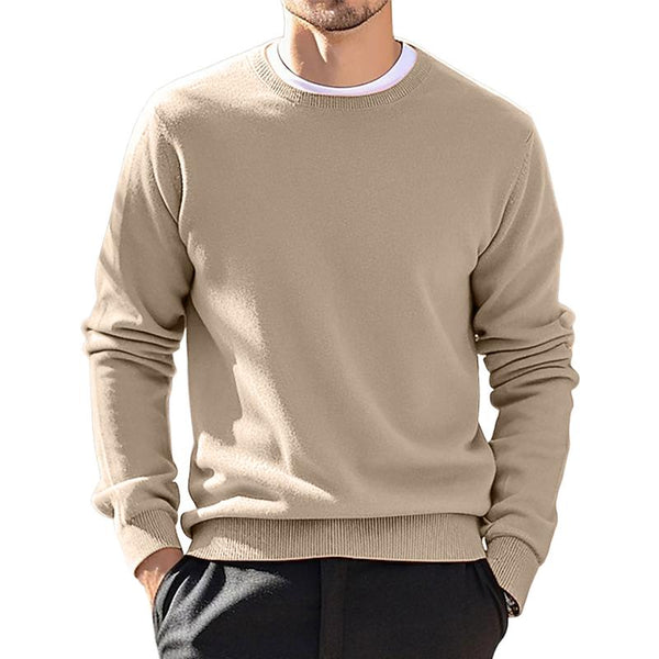 Men's Casual Round Neck Solid Color Knitted Sweater 46843262X