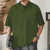 Men's Solid Loose Lapel Short Sleeve Casual Polo Shirt 54549536Z