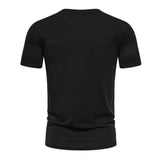 Men's Casual Leather Patchwork Round Neck Loose Short Sleeve T-Shirt 30639428M