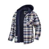 Men's Classic Casual Hood With Detachable Thick Cotton Plaid Zipper Hooded Jacket 72118581K