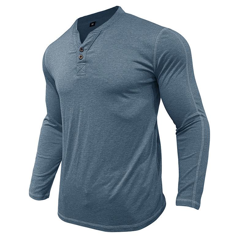 Men's Solid Henley Collar Long Sleeve T-shirt 42877143Z