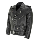 Men's Solid Color Motorcycle Casual Leather Jacket 70049771X