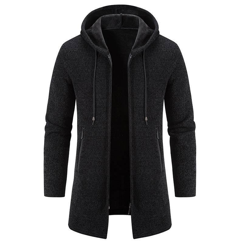 Fleece Chenille ensfarget strikket cardigan 89853771U for menn