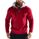 Men's Solid Color Plush Warm Zipper Hooded Sweatshirt 71069586Y